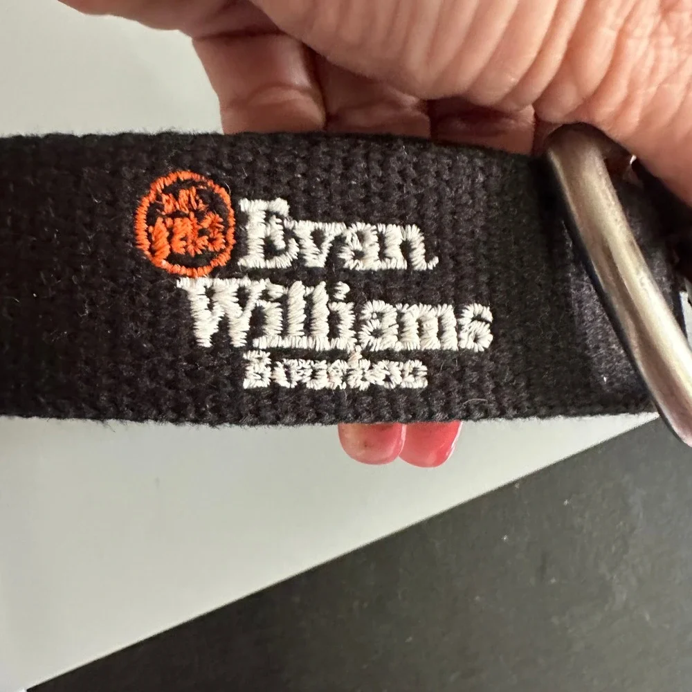 Reel Point Shelter Island Evan Williams Bourbon Belt sz 42 Black Web Leather USA